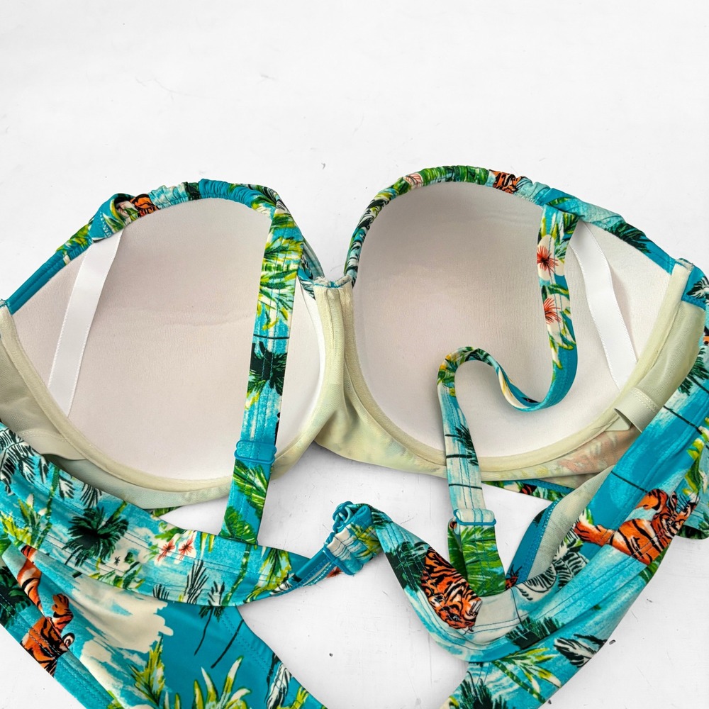 Torrid Retro Underwire Ruched Bikini Top Tiger Tropic Plus Size 4X DD/F‎ Pinup - Picture 6 of 9